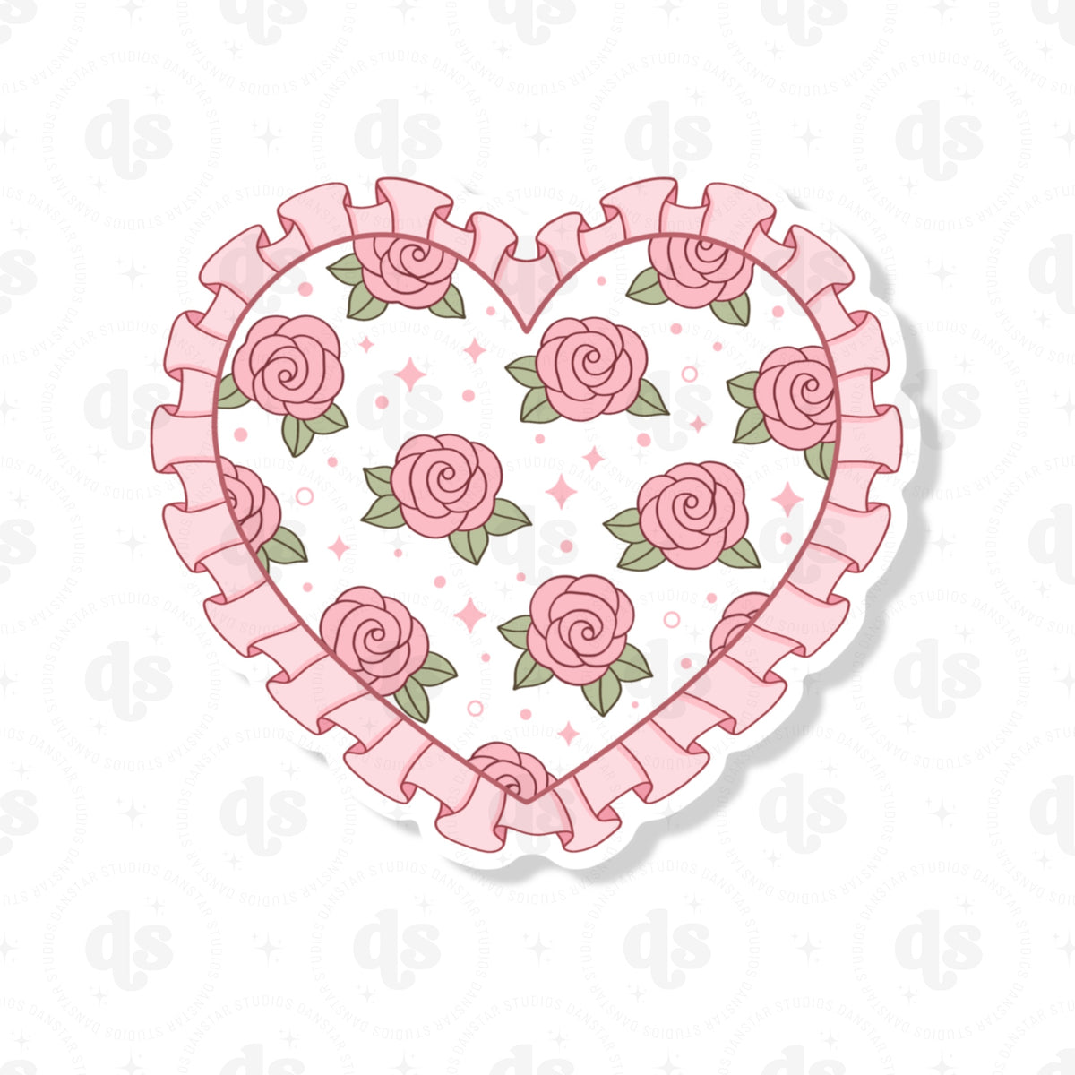 Pink Rose Heart Sticker
