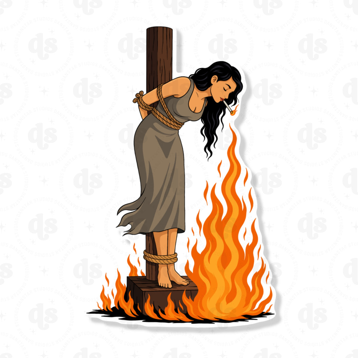 Witch and Cigarette Sticker